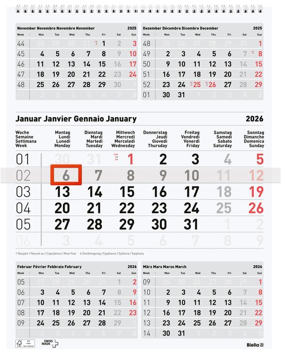 Biella Calendrier sur 5 mois (31 x 40 cm, Non contraignant)
