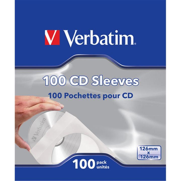 Produktbild Verbatim CD/DVD Papierhüllen mit Sichtfenster (100x)