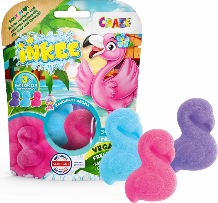 Actual product image Craze Inkee 3 Flamingo bath bombs with jojoba oil (Bath bombs)