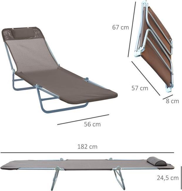 Actual product image Swisshandel24 Sun lounger Garden lounger Relax lounger Bath lounger Two-legged lounger 4 colours (brown) (182 cm)