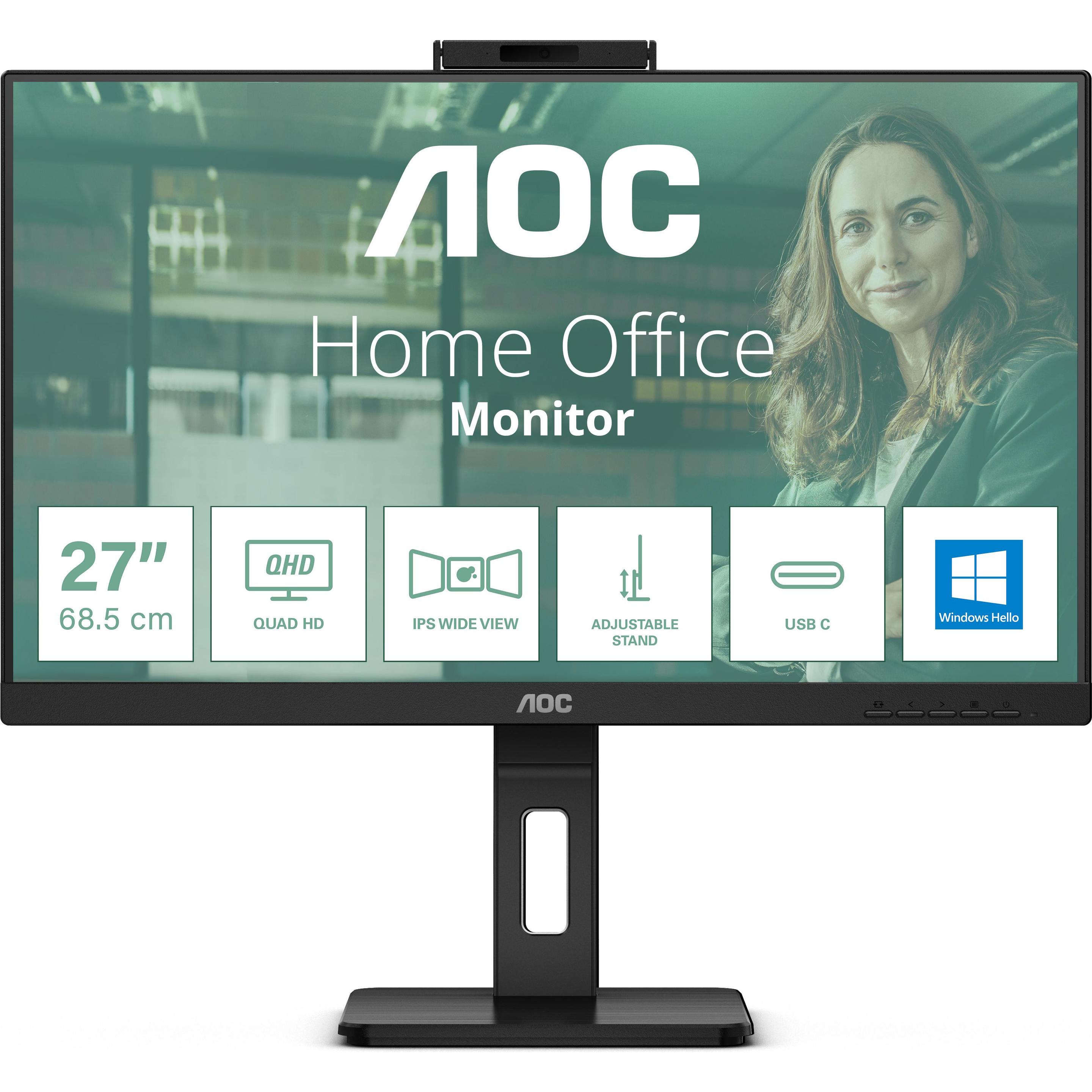 AOC Q27P3QW (2560 x 1440 Pixel, 27"), Monitor, Schwarz