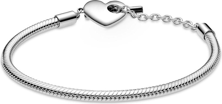 Immagine prodotto Pandora Bracciale cuore con catena di serpente a T-bar (17 cm, Argento 925)