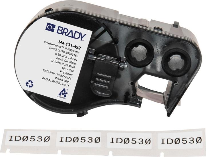 Produktbild Brady M4-131-492, FreezerBondz II(TM), Polyester, Schwarz auf weiss, 12.70 x 25.40 mm, permanent (1 (1.27 cm)