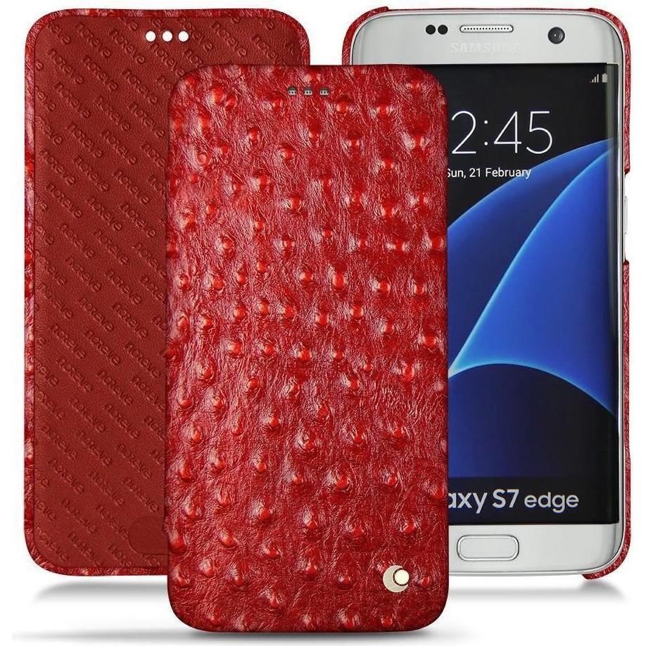 Noreve Lederschutzhülle horizontal (Samsung Galaxy S7 Edge), Smartphone Hülle, Rot