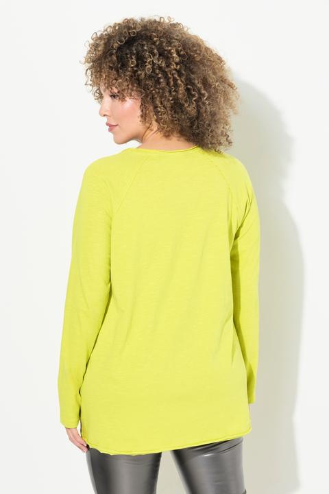 Produktbild Ulla Popken Shirt, Flockdruck, A-Linie, Rundhals, Langarm, offenkantig (62)