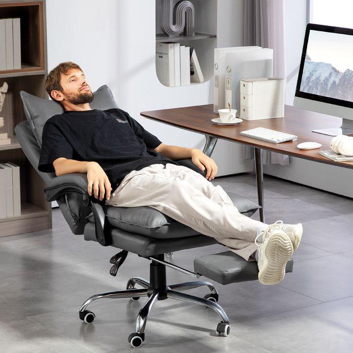 Actual product image Swisshandel24 Bürostuhl mit Liegefunktion, ergonomisch Schreibtischstuhl Drehstuhl Dunkelgrau