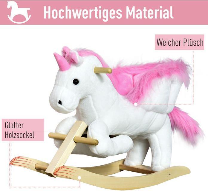 Actual product image Swisshandel24 Rocking horse Rocking animal for children Pink+White 65 x 32 x 55 cm