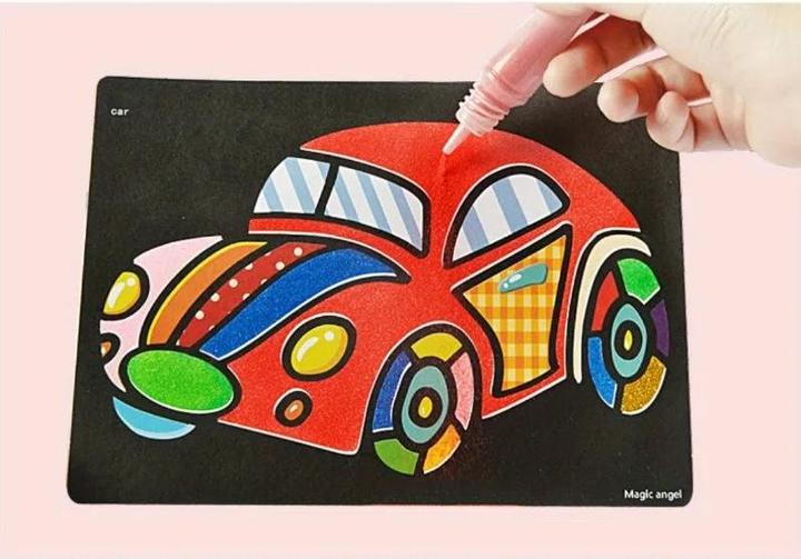 Actual product image Activity Board Sand Painting Kids Coloured Sand Baby Handmade Diy Production, Scratching Art Sand Painting Set