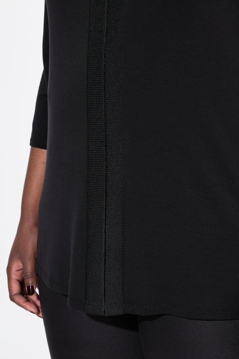 Actual product image Ulla Popken Ribbed Detail 3/4 Sleeve Lyocell Tee (56)