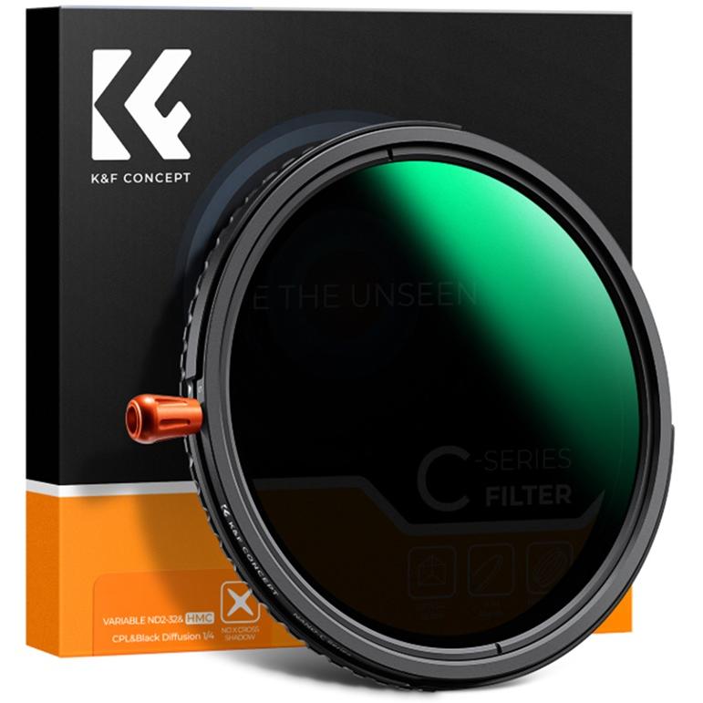K&F Concept 43MM 3-in-1 CPL&Variable ND2ND32&Black Mist 1/4 Filter, Green Coated, wo. Black Cross (C Series), Filtro fotografico, Verde