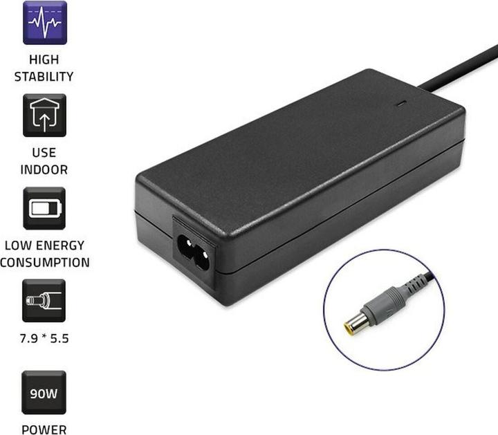 Produktbild Qoltec 50093.90W - Notebook - Indoor - 100-240 V - 50/60 Hz - 90 W - 20 V (90 W)