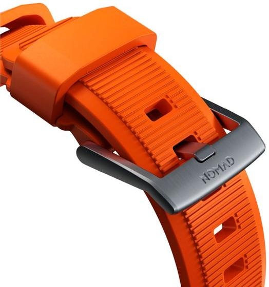 Actual product image Nomad Rugged Strap -ranneke, Apple Watch 49 / 45 / 44 /, oranssi / hopea (45 mm, 44 mm, 42 mm, 49 mm, Plastic, Apple Watch Series 9)