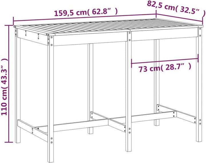 Produktbild vidaXL Gartentisch (159.50 x 82.50 x 110 cm)