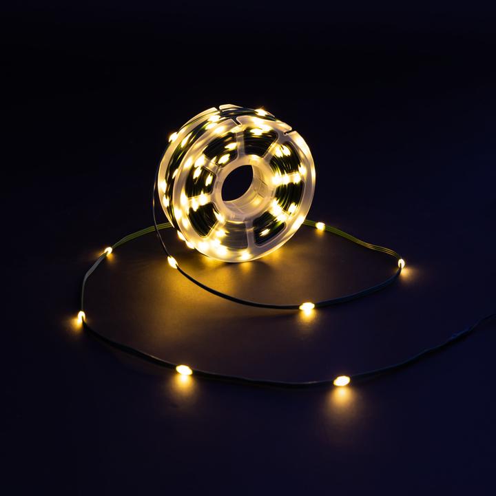 Produktbild Idena Micro-Lichterkette 200 LED warmweiss Gesamtlänge 22,9m auf Rolle 8h Timer 8 Lichtmodi (22.90 m)