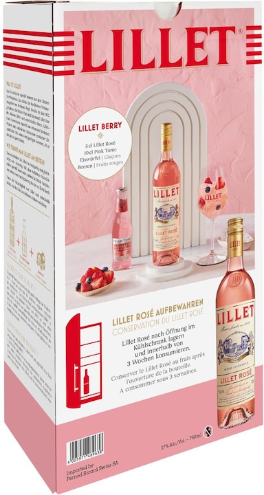 Image du produit Lillet Coffret cadeau Rosé 0.75 l avec verre (18 ans, 17 %, France, 1 x 75 cl, Vermouth)