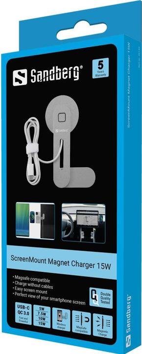 Actual product image Sandberg ScreenMount Magnet Charger 15W (15 W)