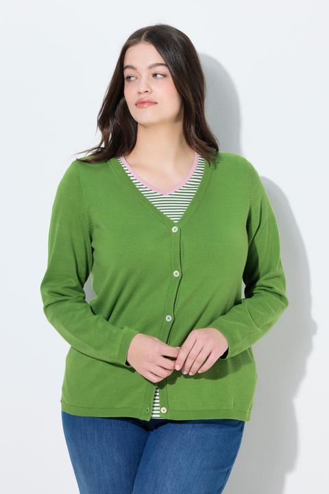 Produktbild Ulla Popken Twinset-Strickjacke, V-Ausschnitt, Langarm (58)