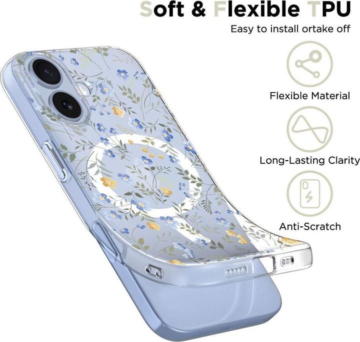 Produktbild Tech-Protect FlexAir MagSafe Case für iPhone 17 – Gänseblümchen mit Blättern (Apple iPhone 17)