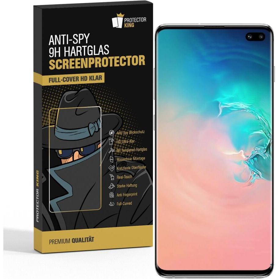 Protectorking 1x Echtes Tempered 9H Panzerhartglas Blickschutz (5 Stück, Samsung Galaxy S10+), Smartphone Schutzfolie