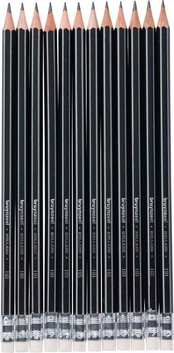 Actual product image Bruynzeel Graphite pencil set | 12 HB graphite pencils with eraser tips (HB, 12x)