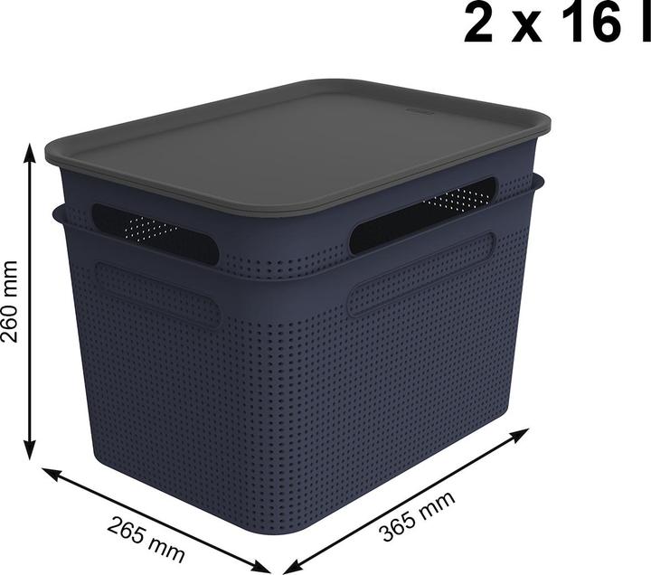 Produktbild Rotho 2er Set Boxen mit 2 Deckel 16 l BRISEN (26.50 cm, 16 l, 1x)