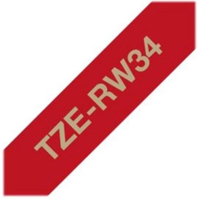 Brother, Beschriftungsband, TZe-RW34 (1.20 cm, Gold, Rot)