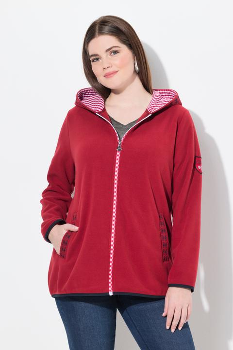 Produktbild Ulla Popken Trachten-Fleecejacke, Kapuze, Zierstickerei, Langarm (58)