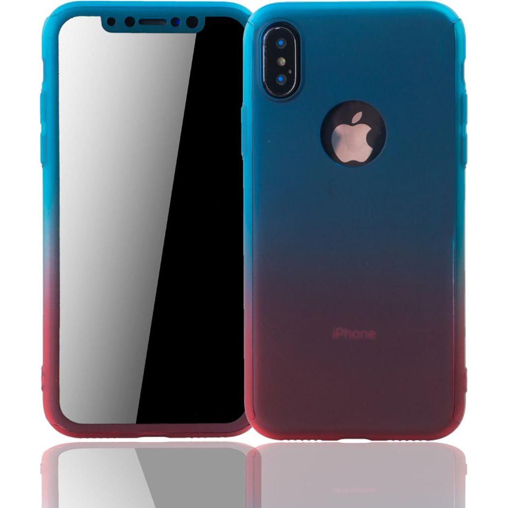 König Design Hülle Handy Schutz für Apple iPhone XS Full Case Cover Displayschutz Bumper Rot (Apple iPhone XS), Smartpho...