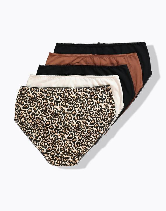 Produktbild Ulla Popken Midislips, 5er-Pack, Leomuster/ einfarbig (60)