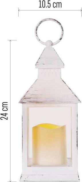 Produktbild Emos LED Dekoration – Laterne antik weiss blinkend, 3x AAA, Innen, Vintage, Timer