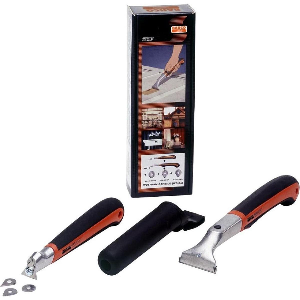 Bahco, Accessori per pittura, Set di raschietti di precisione ERGO con manico bicomponente, 265 mm × 145 mm × 50 mm