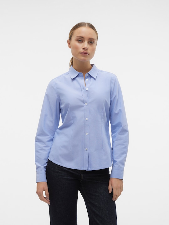 Produktbild Vero Moda Slim Fit Button-Down Kragen Ärmelbündchen mit Knopf Hemd Hemd (XS)