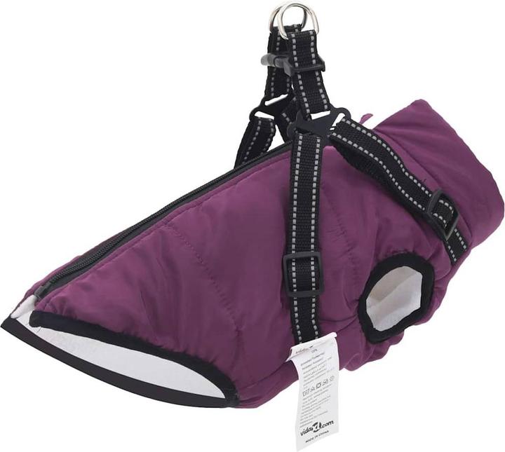 Actual product image vidaXL Dog coat with harness Waterproof Reflective purple (32, Dog coat)