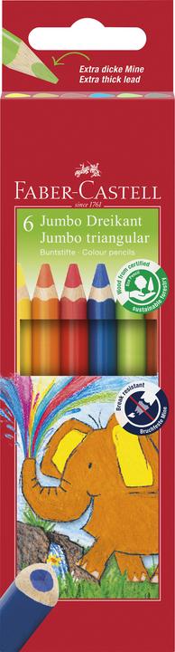 Produktbild Faber-Castell Dreikant-Buntstifte Jumbo, 6er Etui (Mehrfarbig, 6 x)