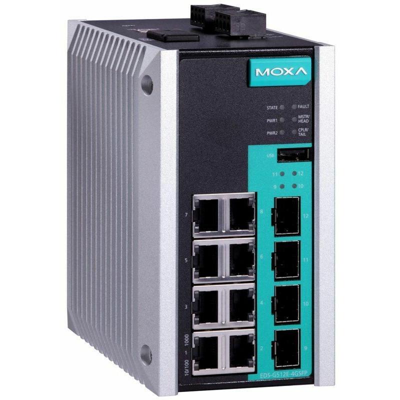 Moxa Industrial Managed Redundant E (8 Ports), Netzwerk Switch, Schwarz