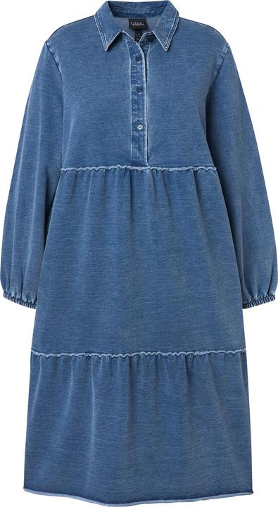 Produktbild Ulla Popken Sweatkleid, Volants, A-Linie, Hemdkragen, Langarm (62)