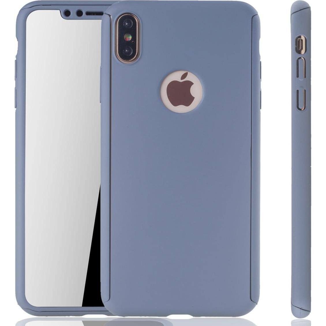 König Design Hülle Handy Schutz für Apple iPhone XS Max Full Case Cover Displayschutz Grau (Apple iPhone XS Max), Smartp...