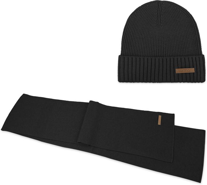 Actual product image Normani Winter set made of merino wool scarf and hat smooth Yuma - 9115