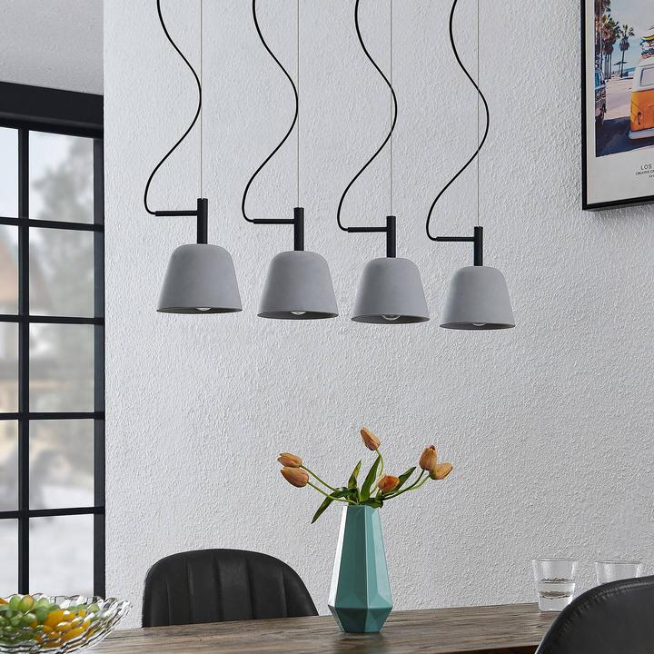 Actual product image Lucande Otavis 4 Concrete pendant light (E14)