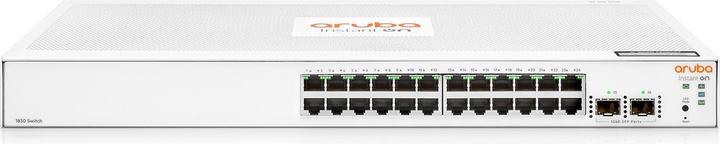Actual product image HPE E Aruba Instant On 1830 Switch 2 SFP Ports, 1U, Layer 2, Plug and Play, DOS, Mobile App, Web (26 ports)