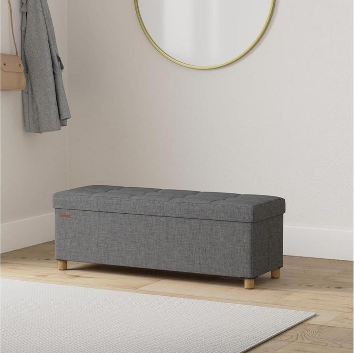 Produktbild Songmics Sitztruhe Ottomane 110 x 40 cm, Grau, Tiefe (110 cm)