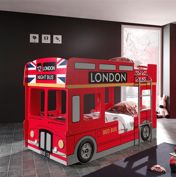Image du produit Vipack Lit superposé London Bus (90 x 200 cm)