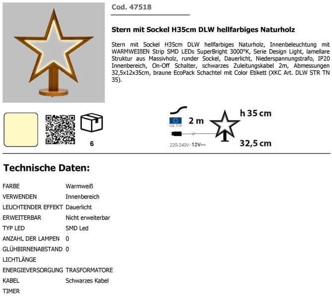 Actual product image Novaliv LED Star Lamp 35cm Natural Wood Table Lamp LED with Power Cable SMD LED Warm White