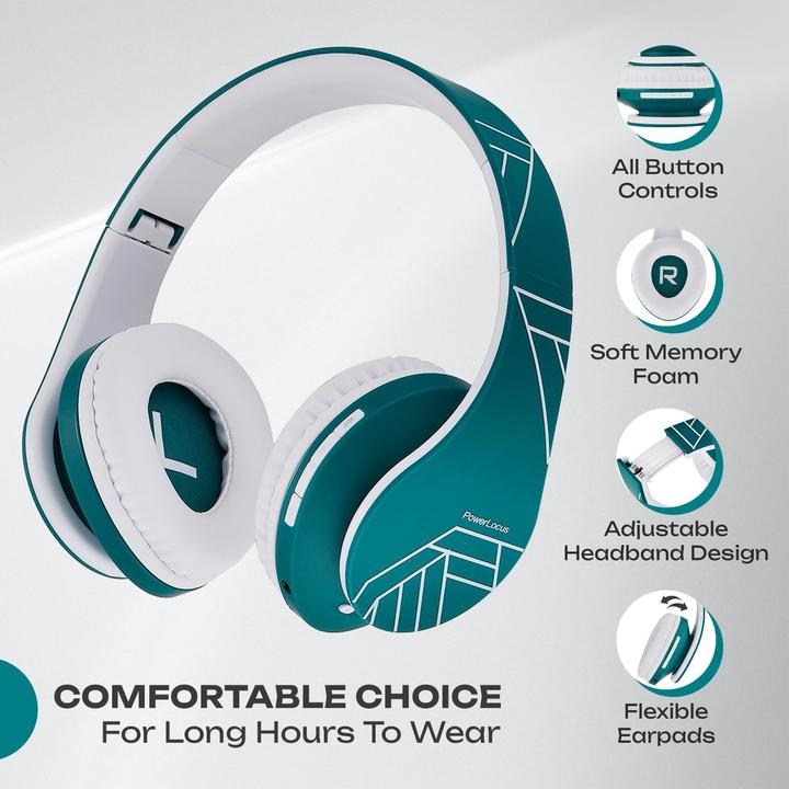 Actual product image PowerLocus Wireless Headphones P2 (blue-white) (20 h, Wireless, Cable)