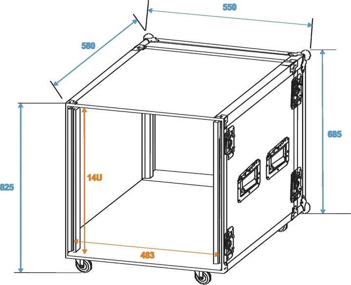 Immagine prodotto Roadinger Rack per amplificatori PR-2, 14U, ruote da 47 cm (Amplificatore)