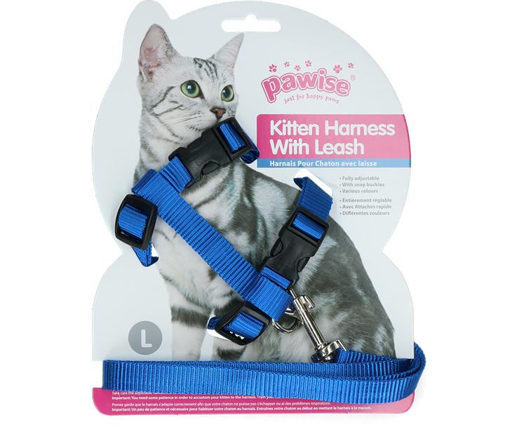 Produktbild Pawise Kitten Harness Leash-Red/Blue (L, Katze)