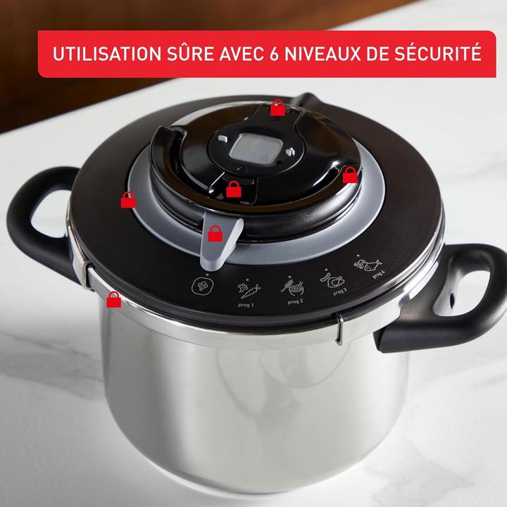 Actual product image SEB Induction Pressure Cooker with 4 Cooking Programs, One-Hand Lid Operation (Steam cooker, Stainless steel)
