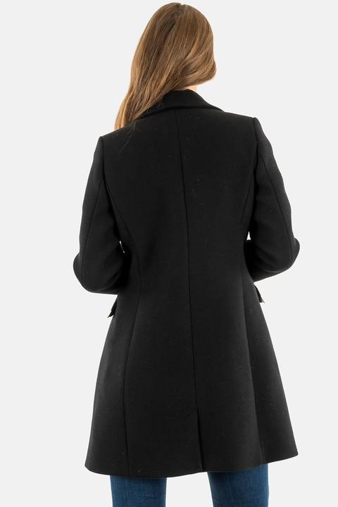 Actual product image Morgan Long Double-Breasted Wool Coat with Flap Pockets