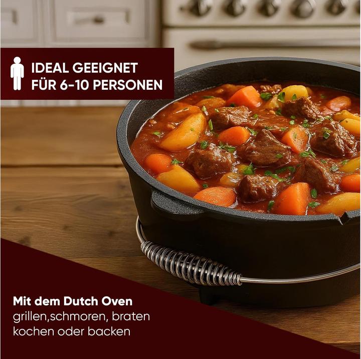 Actual product image Gusskönig Dutch Oven Set 9 l mit Deckelheber, Bürste