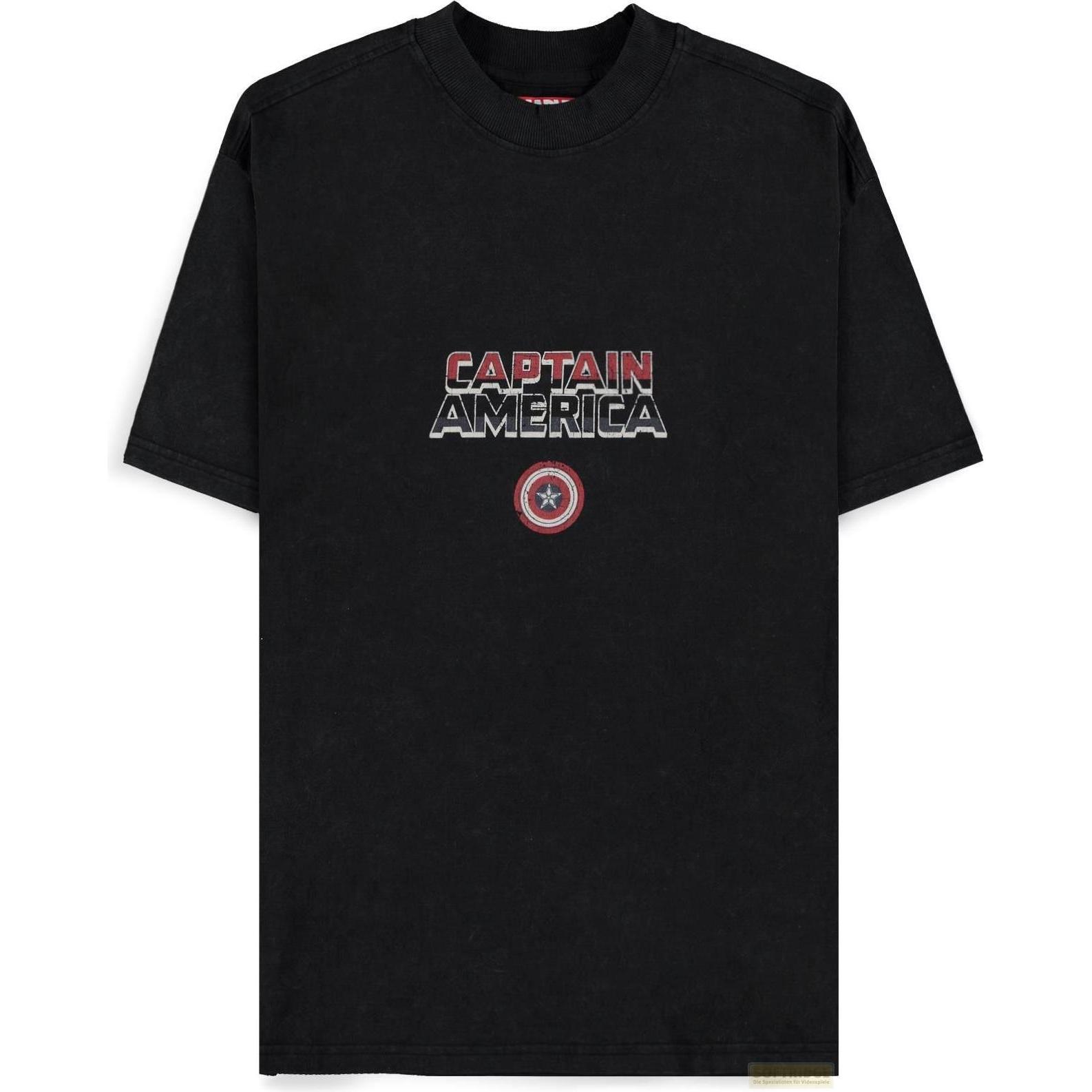 Difuzed, Herren, Shirt, Captain America - 3 Heroes Men's Short Sleeved T-shirt Loose Fit - S, Schwarz, (S)